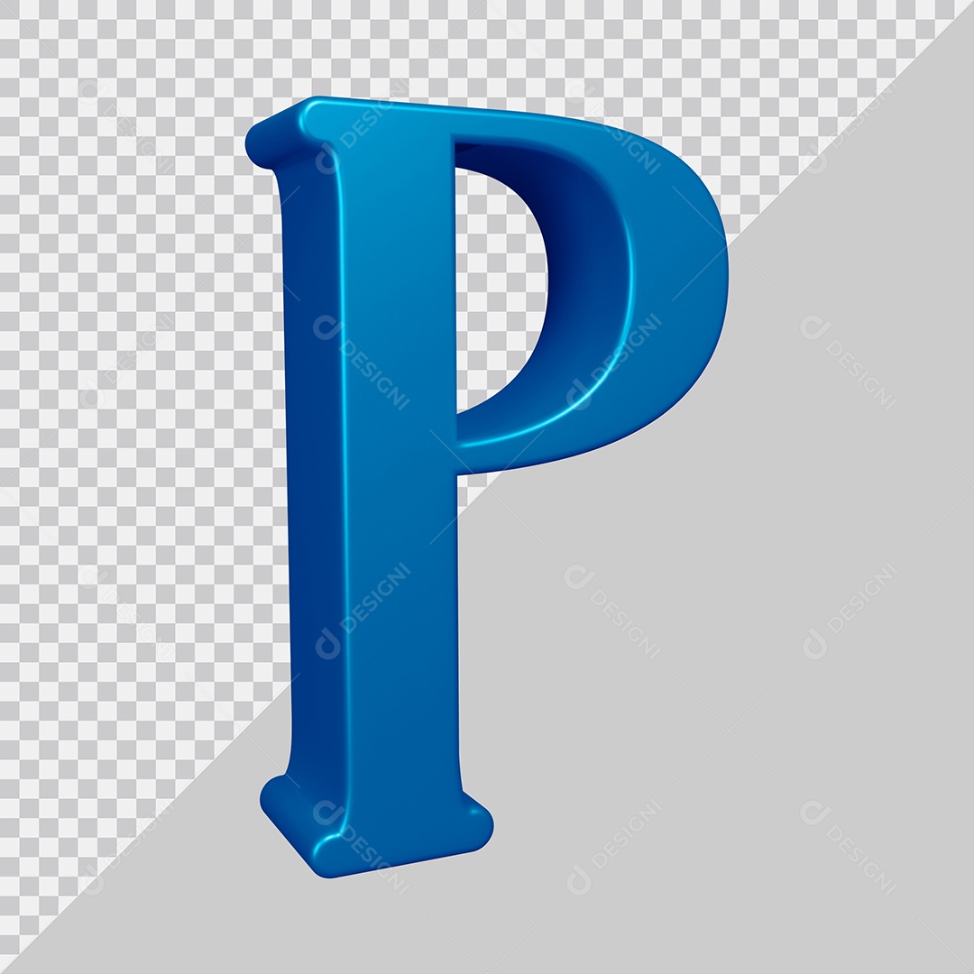 Elemento 3D Para Composição Letra P Azul PSD