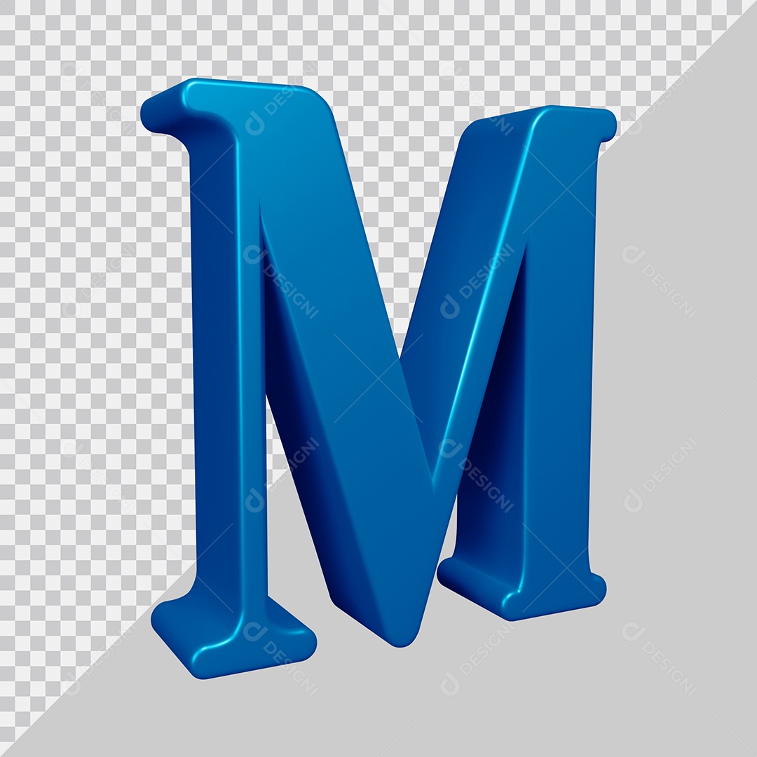 Elemento 3D Para Composição Letra M Azul PSD