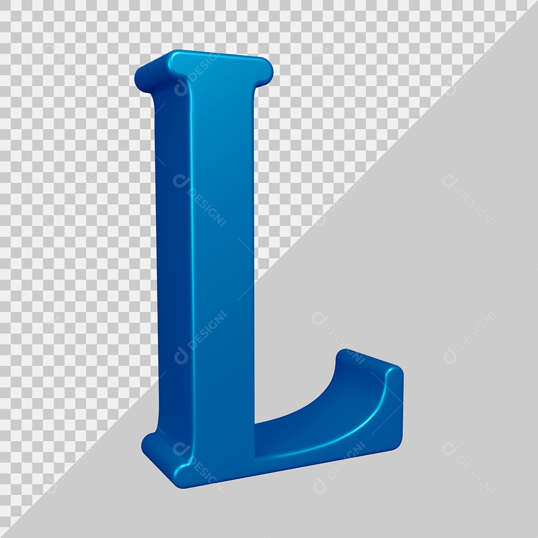 Elemento 3D Para Composição Letra L Azul PSD
