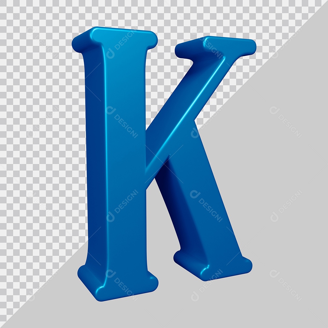 Elemento 3D Para Composição Letra K Azul PSD