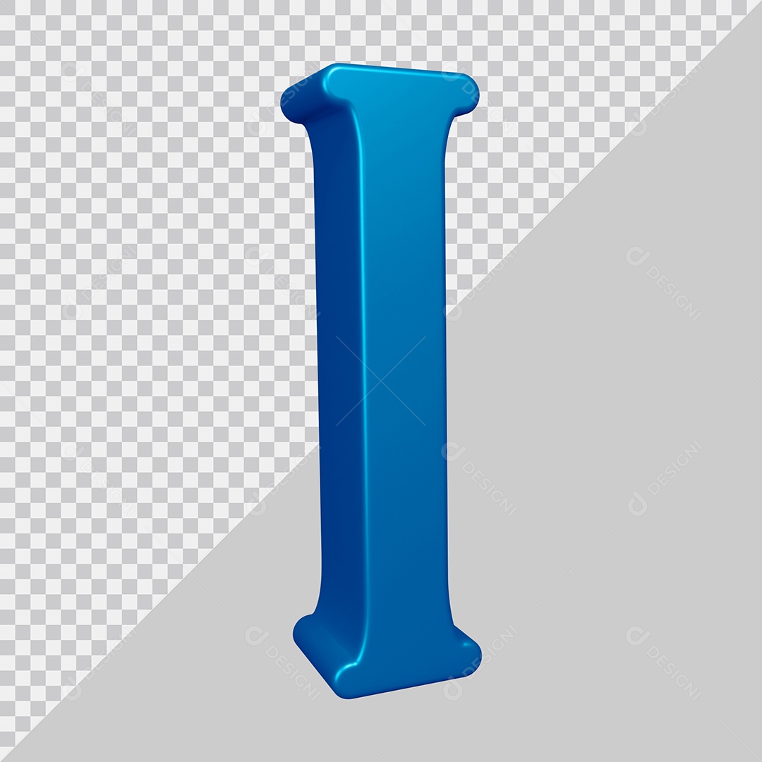 Elemento 3D Para Composição Letra I Azul PSD