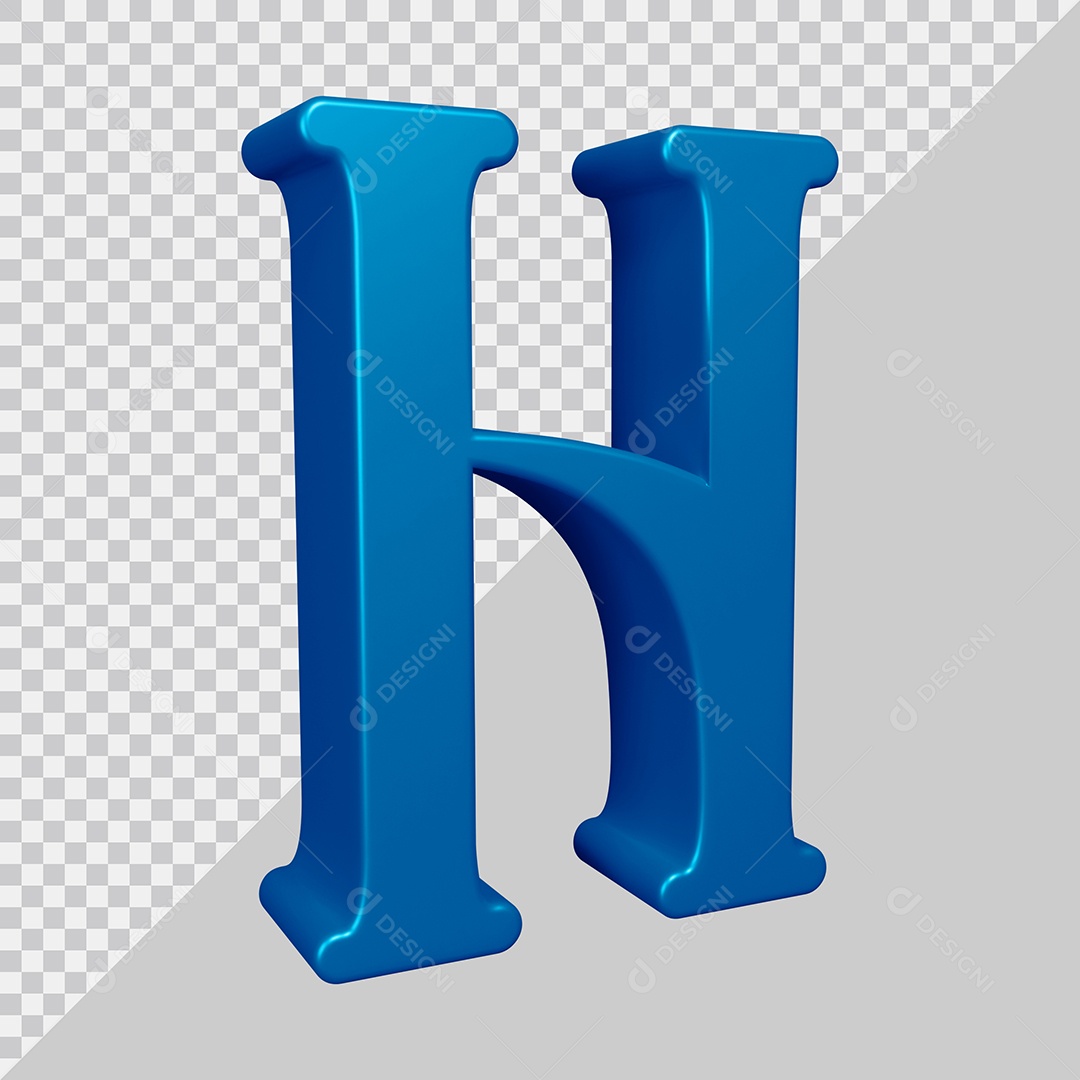 Elemento 3D Para Composição Letra H Azul PSD