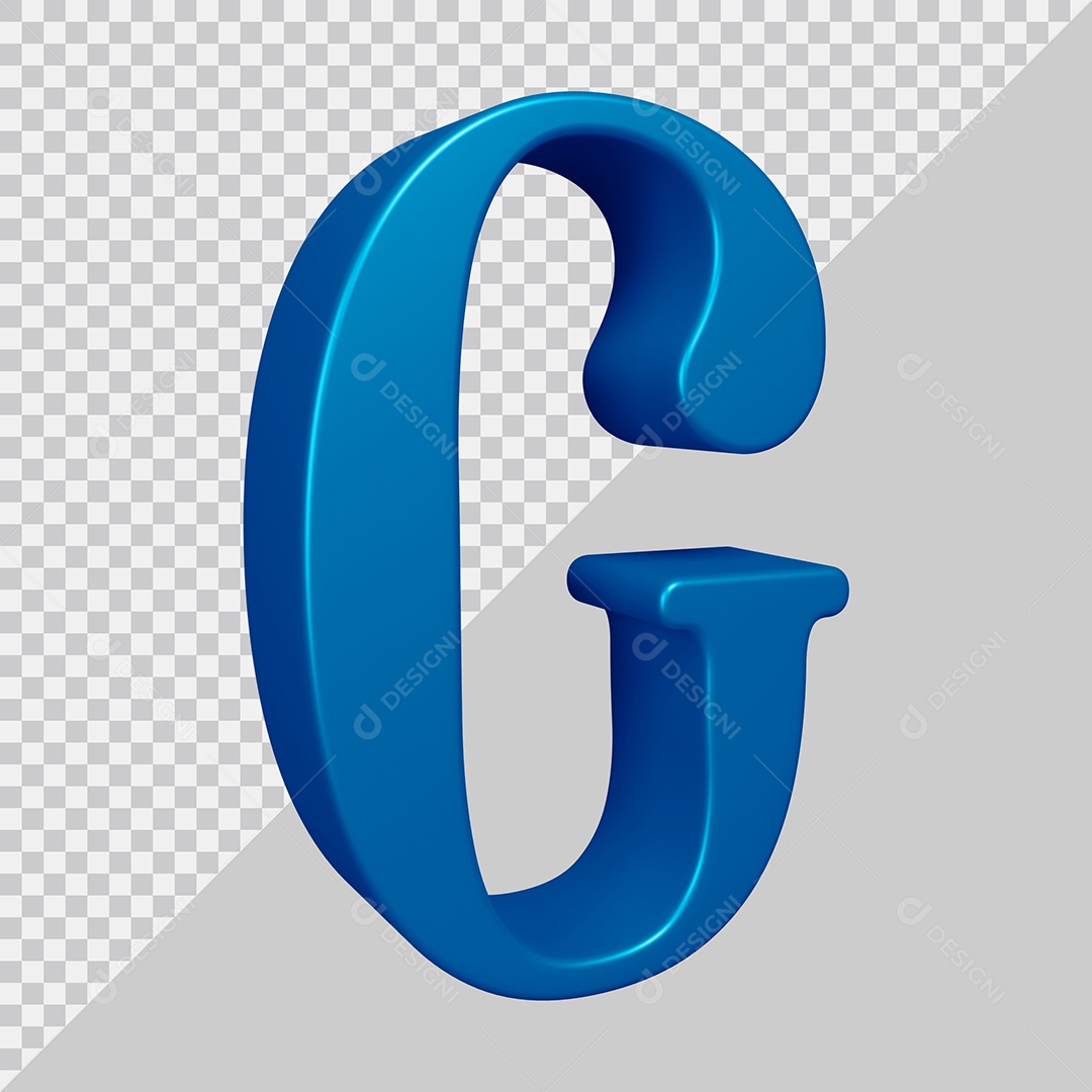 Elemento 3D Para Composição Letra G Azul PSD