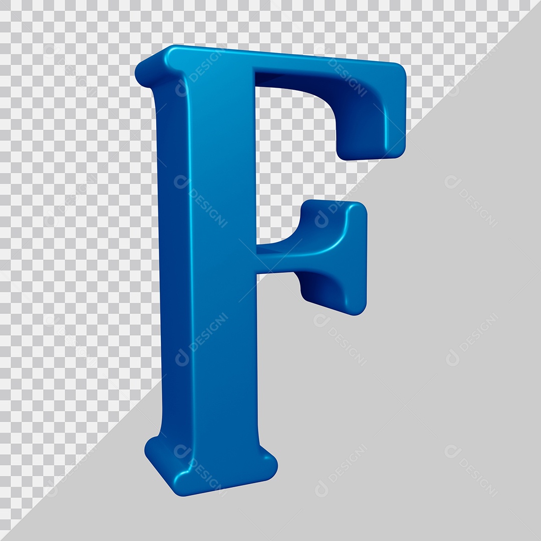 Elemento 3D Para Composição Letra F Azul PSD
