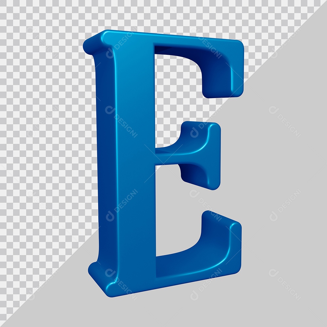 Elemento 3D Para Composição Letra E Azul PSD
