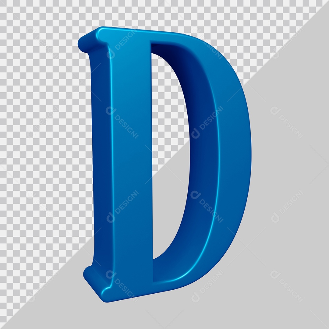 Elemento 3D Para Composição Letra D Azul PSD