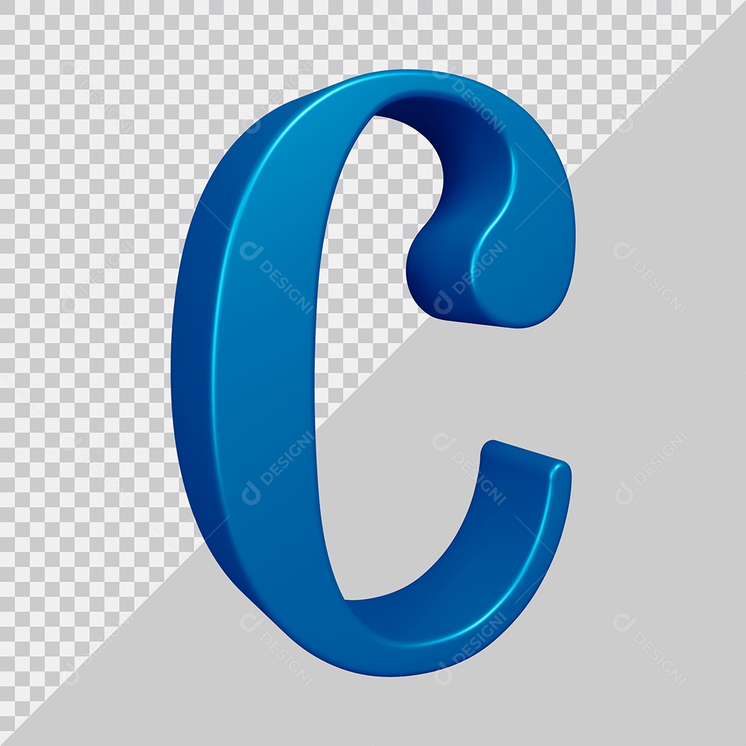 Elemento 3D Para Composição Letra C Azul PSD