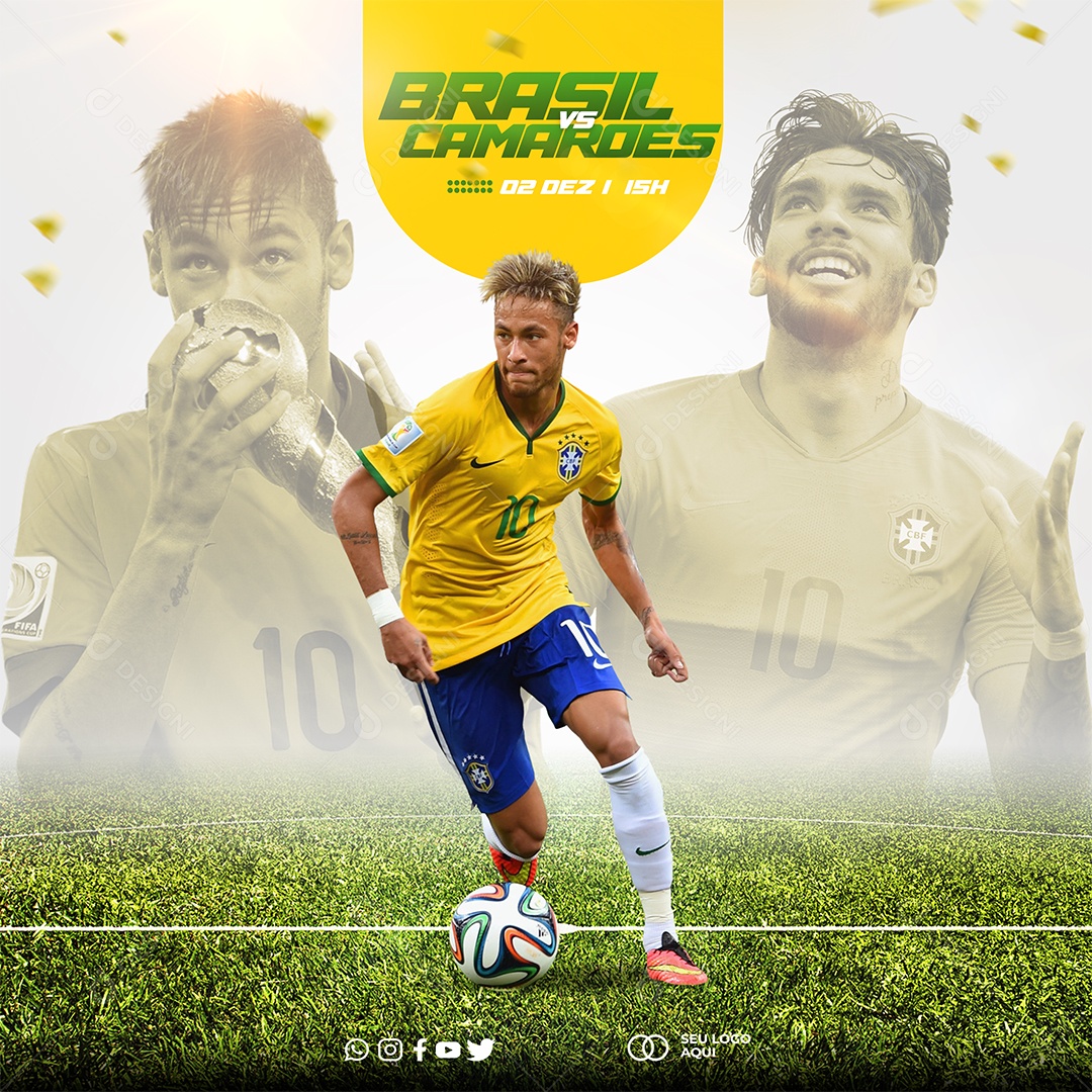 Post Social Media Brasil x Camarões Copa do Mundo Qatar 2022 PSD Editável