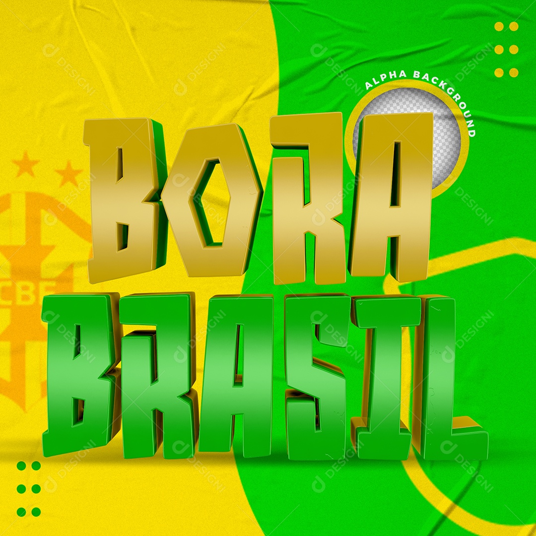 Texto 3D Para Composição Dourado e Verde Bora brasil PSD