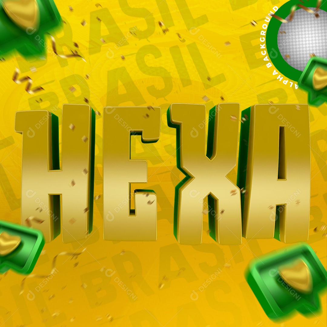 Texto 3D Para Composição Dourado Hexa PSD