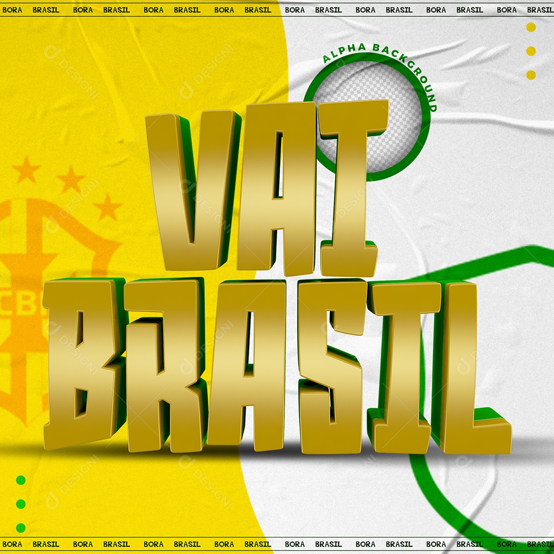 Texto 3D Para Composição Dourado Vai Brasil PSD