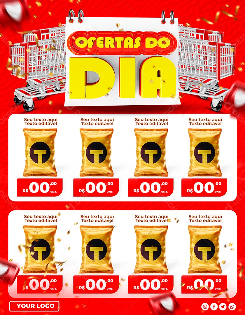 Encarte Promoções Oferta do Dia Social Media PSD Editável