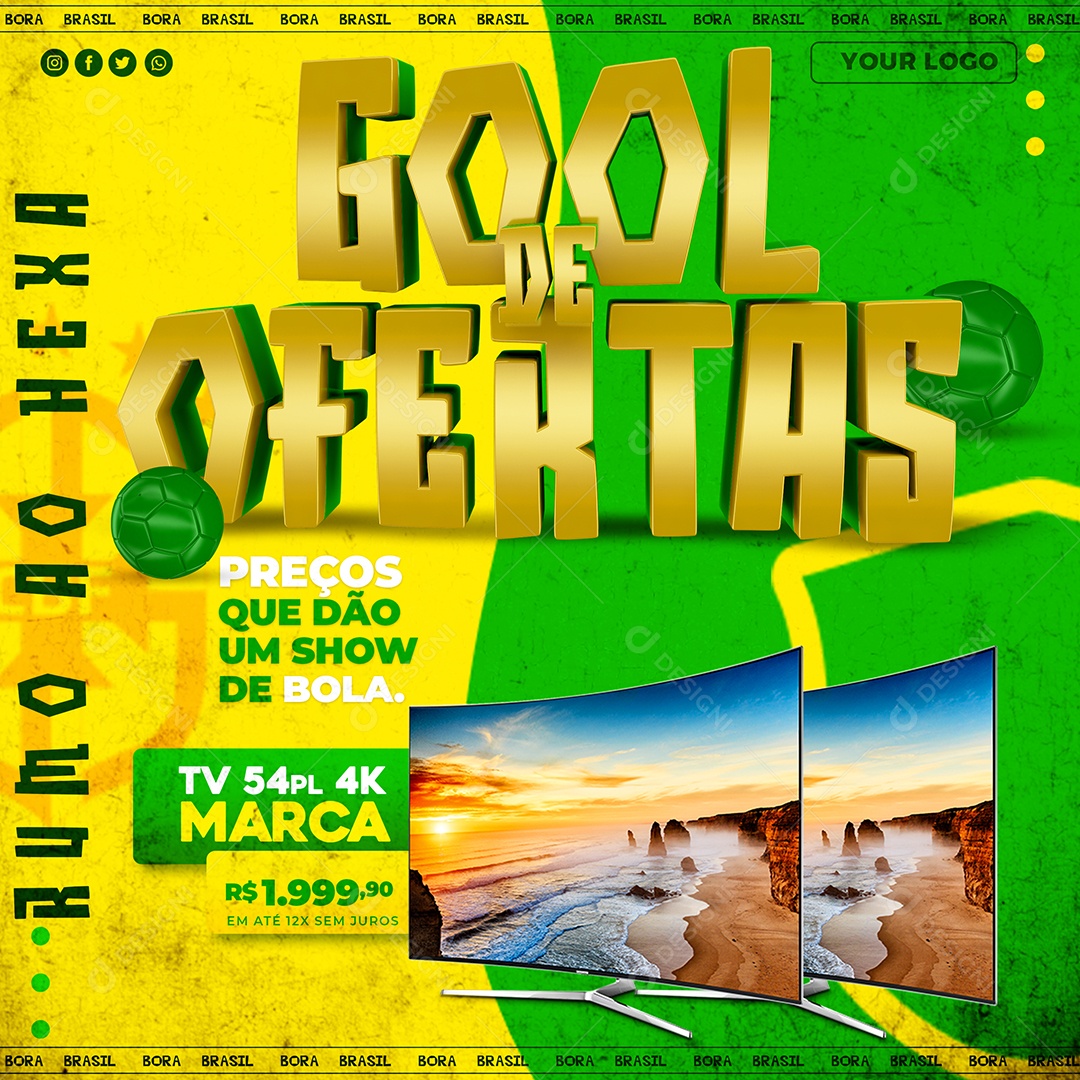 Gol De Ofertas Vem Conferir Nossas Promoções Social Media PSD Editável