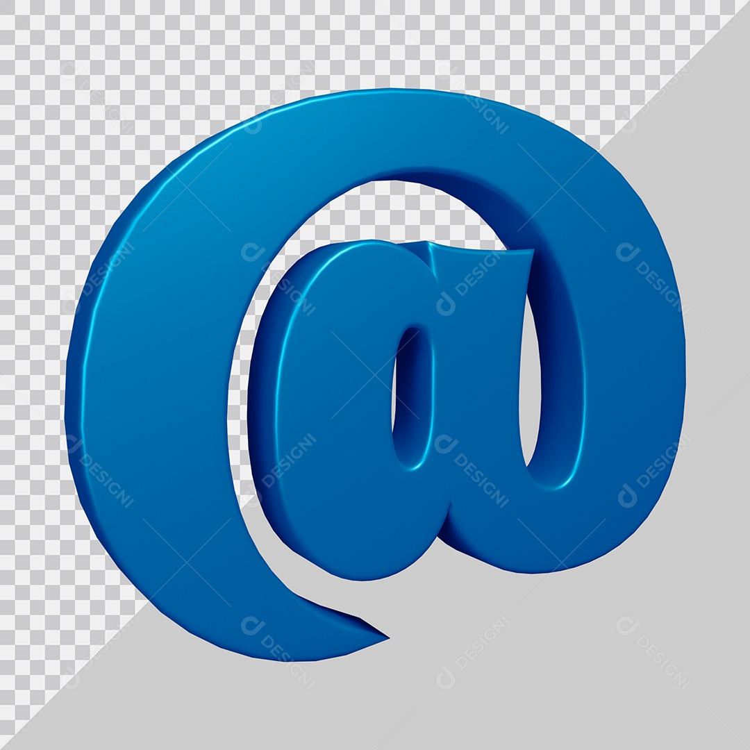 Elemento 3D Para Composição Símbolo Arroba Azul PSD