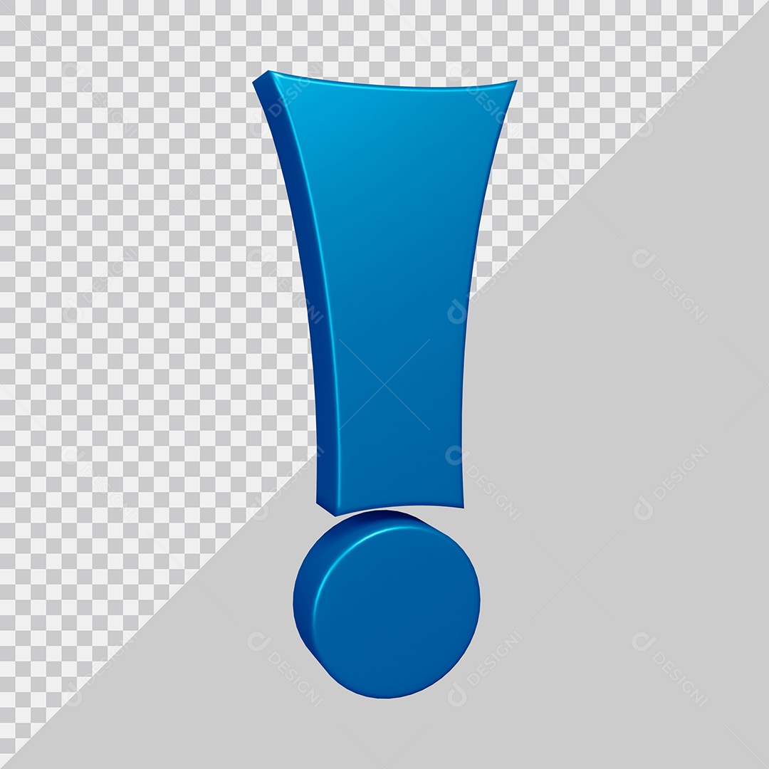 Elemento 3D Para Composição Símbolo de Ponto de Exclamação Azul PSD