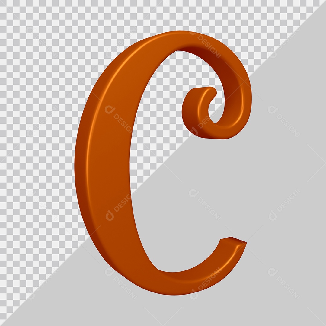 Elemento 3D Para Composição Letra C Marrom PSD