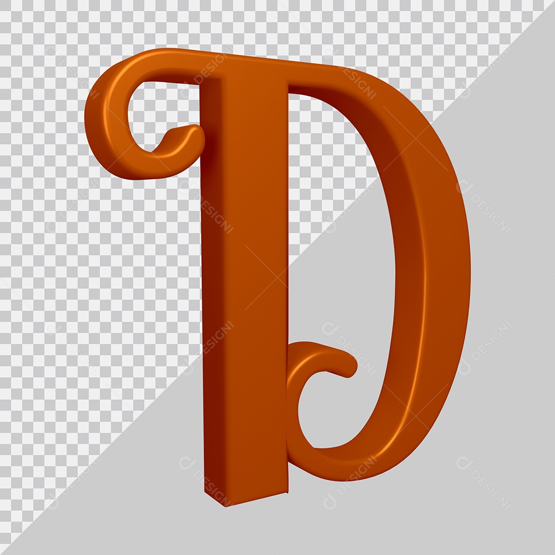 Elemento 3D Para Composição Letra D Marrom PSD