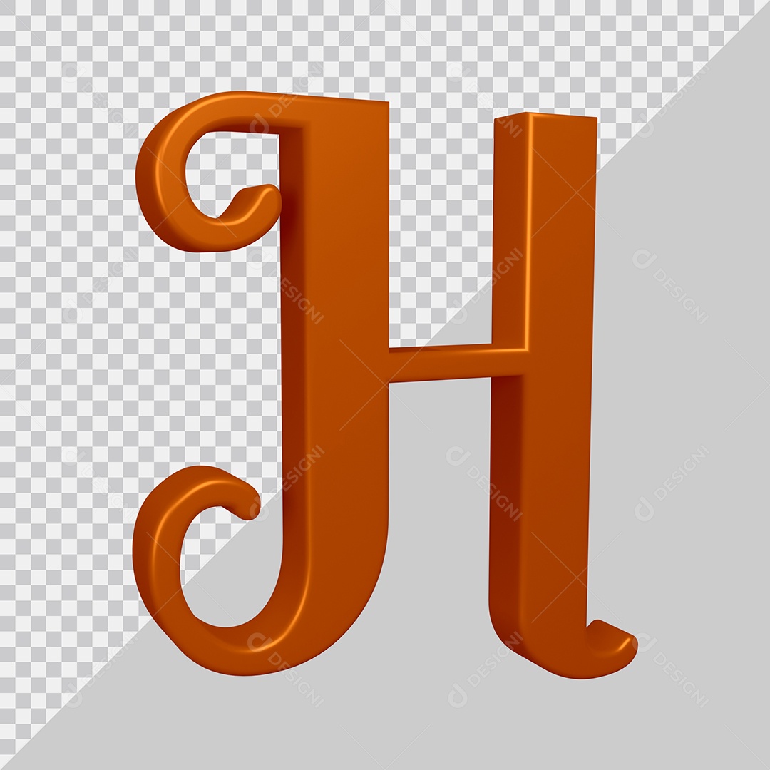 Elemento 3D Para Composição Letra H Marrom PSD