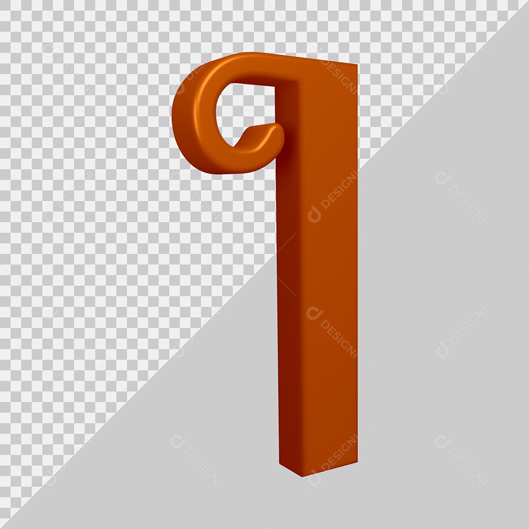 Elemento 3D Para Composição Letra I Marrom PSD