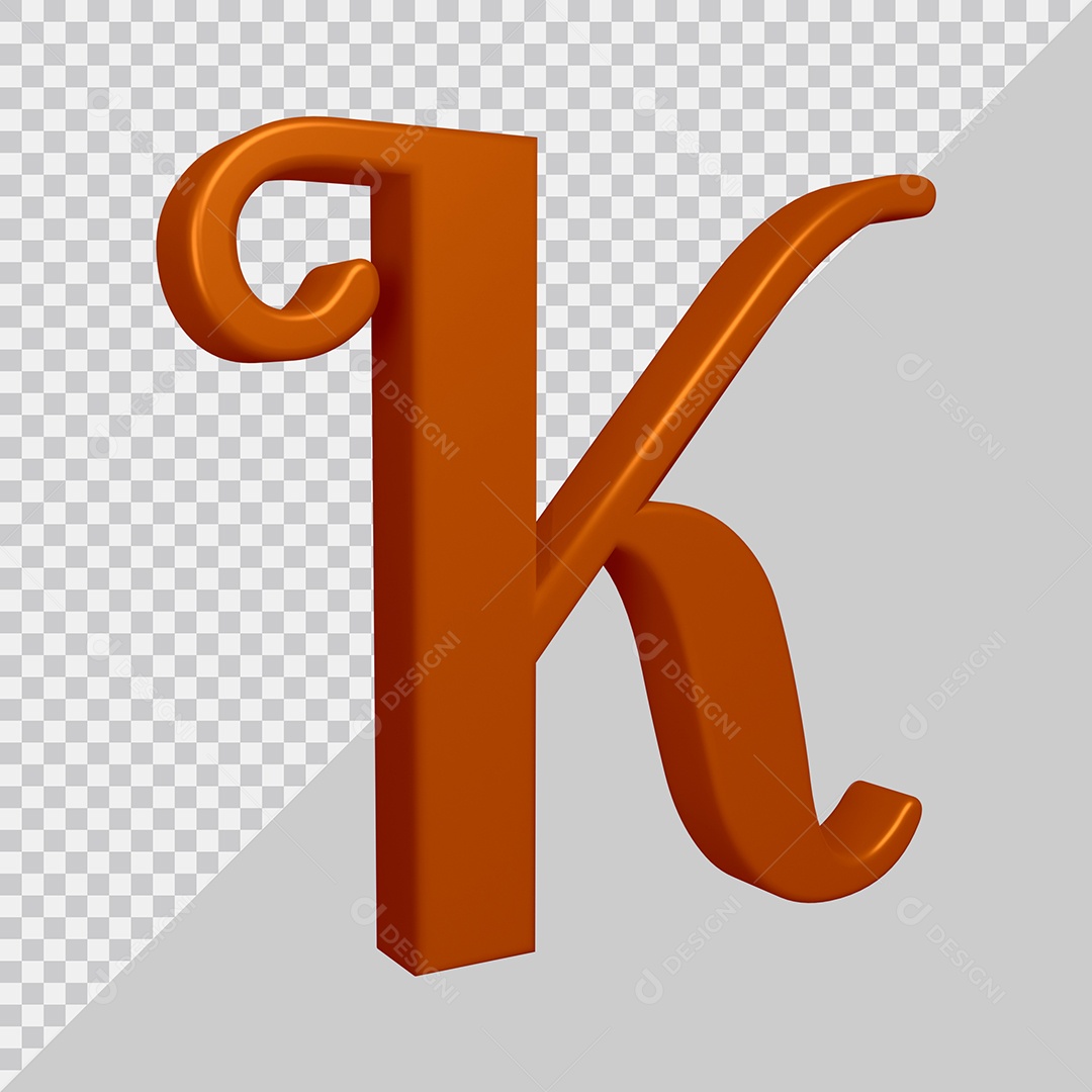 Elemento 3D Para Composição Letra K Marrom PSD