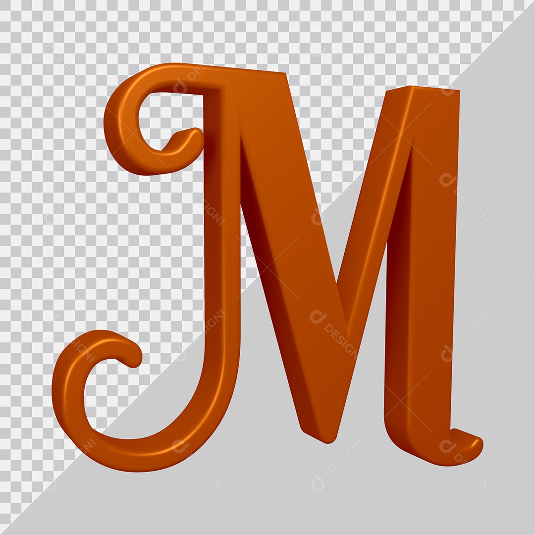 Elemento 3D Para Composição Letra M Marrom PSD