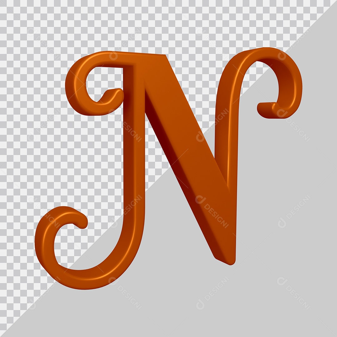 Elemento 3D Para Composição Letra N Marrom PSD