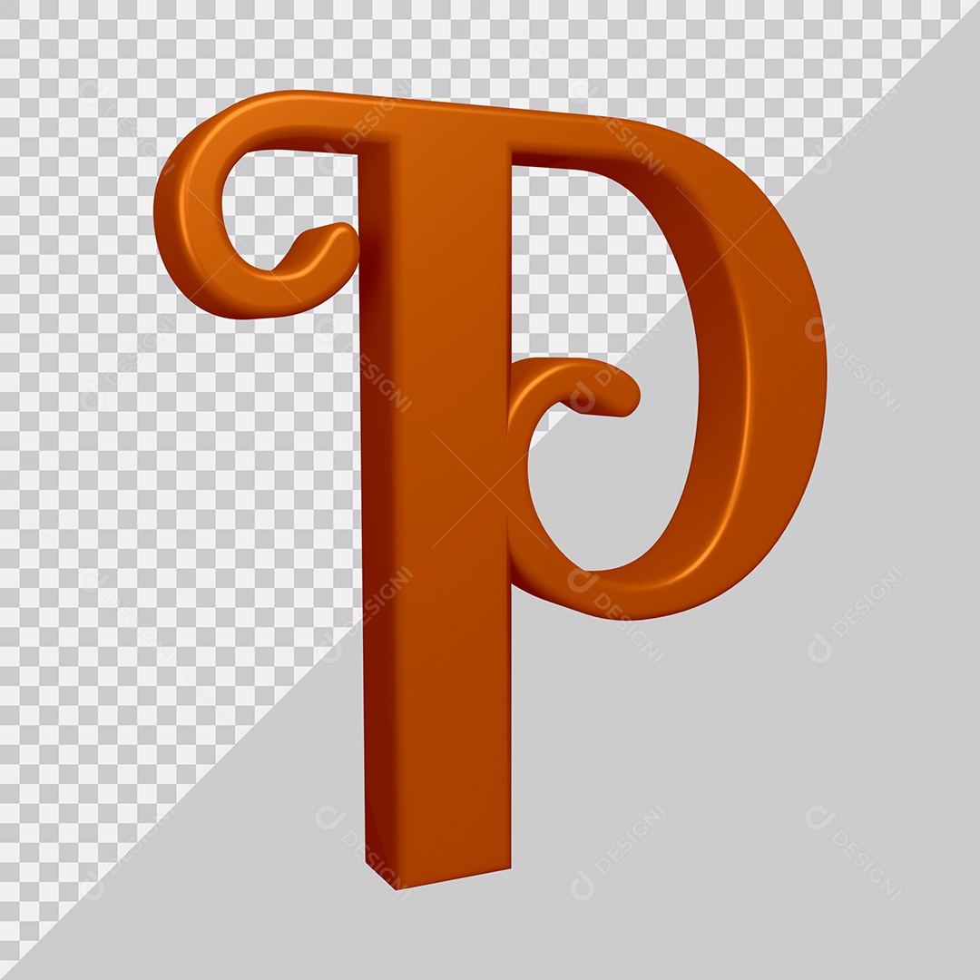 Elemento 3D Para Composição Letra P Marrom PSD