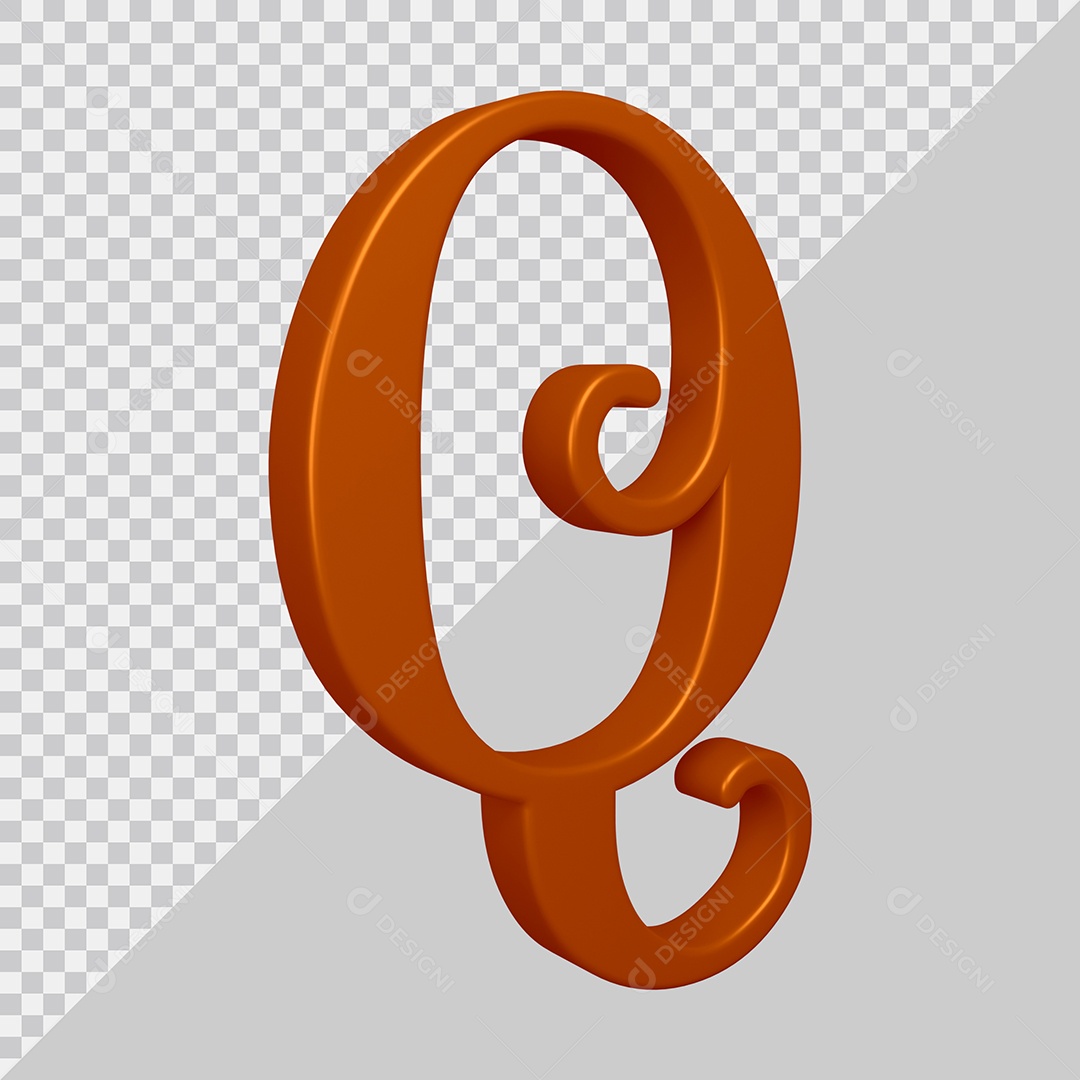 Elemento 3D Para Composição Letra Q Marrom PSD