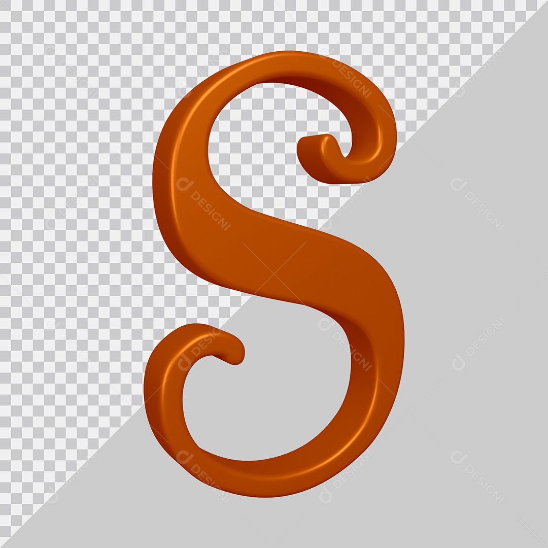 Elemento 3D Para Composição Letra S Marrom PSD