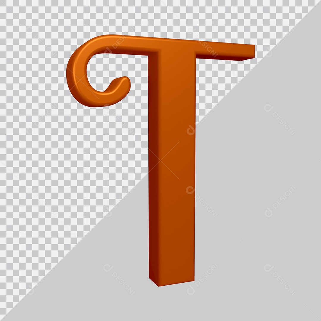 Elemento 3D Para Composição Letra T Marrom PSD