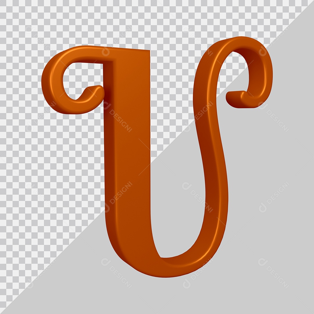 Elemento 3D Para Composição Letra U Marrom PSD
