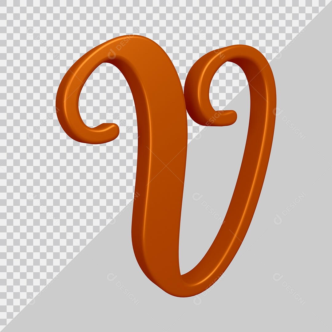 Elemento 3D Para Composição Letra V Marrom PSD