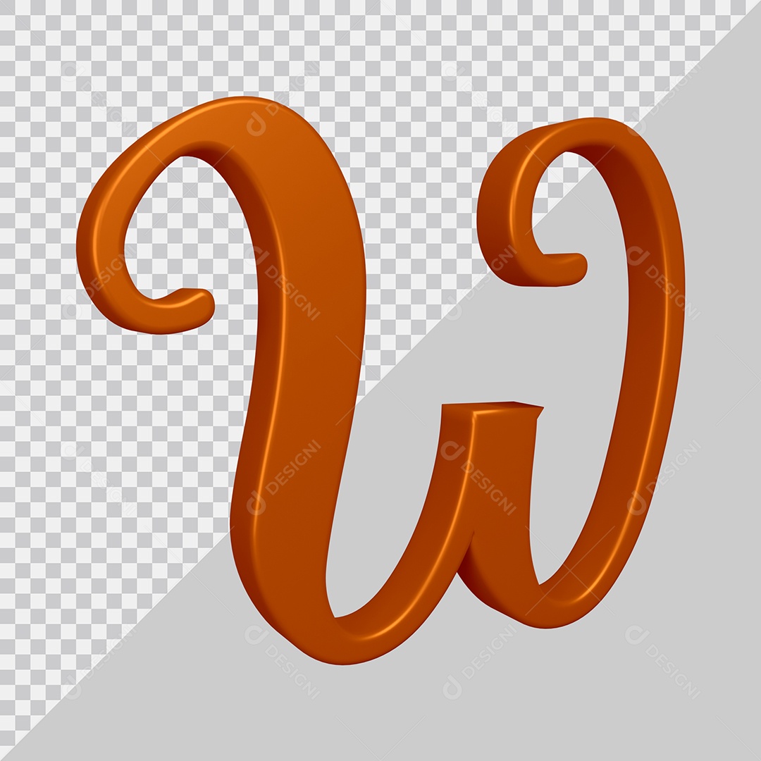 Elemento 3D Para Composição Letra W Marrom PSD