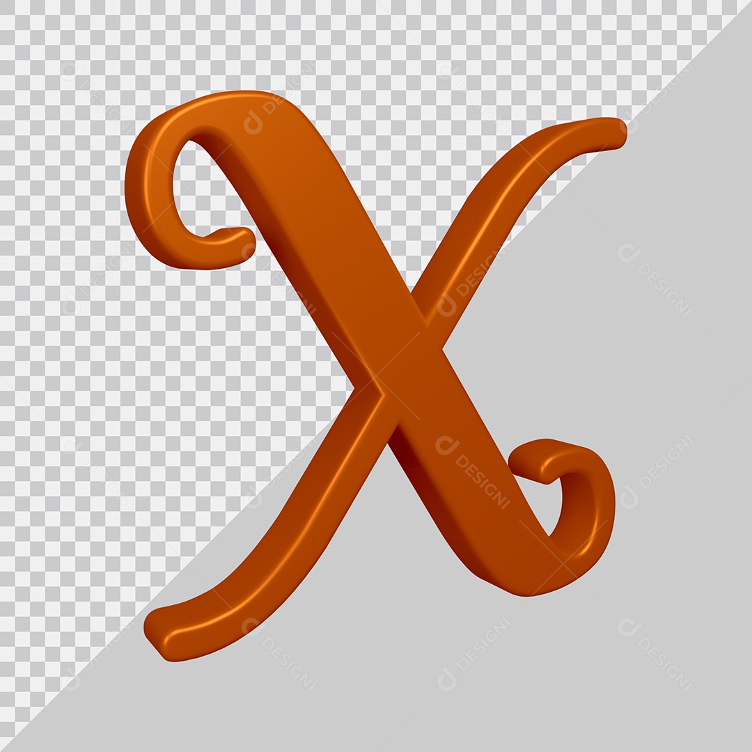 Elemento 3D Para Composição Letra X Marrom PSD
