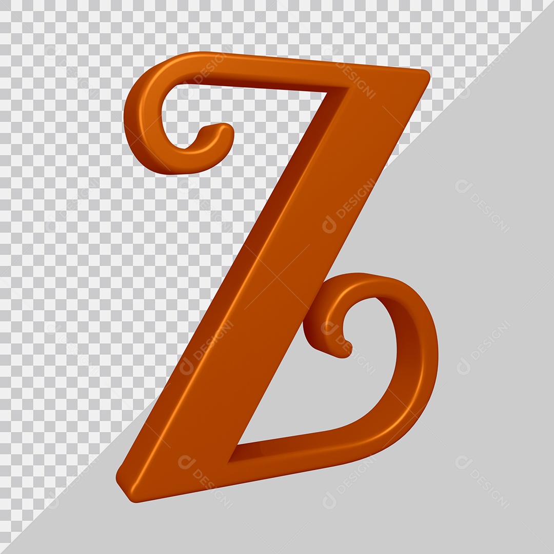 Elemento 3D Para Composição Letra Z Marrom PSD