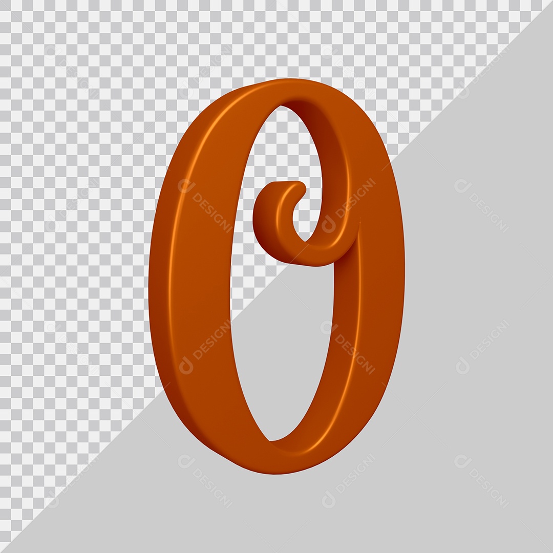 Elemento 3D Para Composição Número 0 Marrom PSD