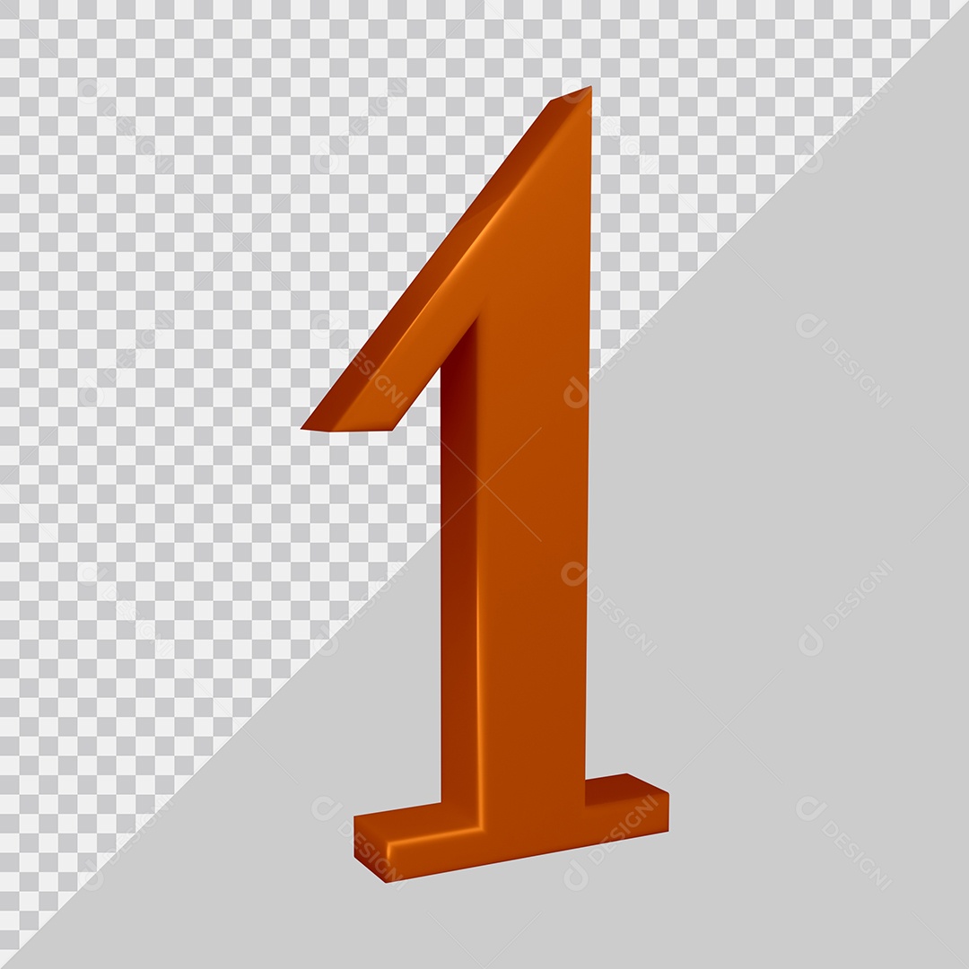 Elemento 3D Para Composição Número 1 Marrom PSD