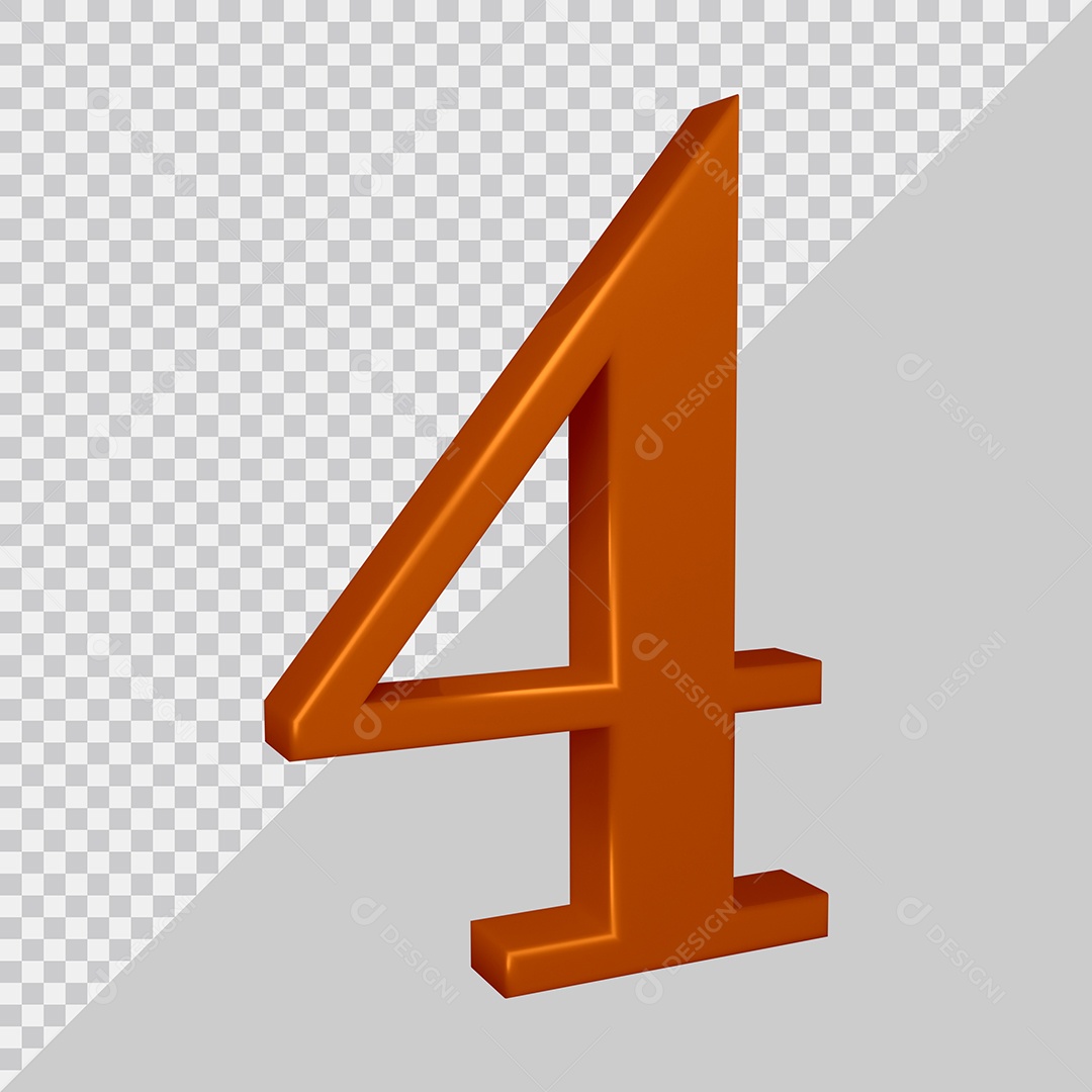 Elemento 3D Para Composição Número 4 Marrom PSD