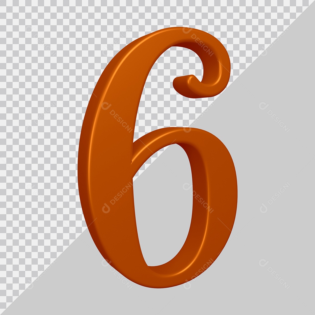 Elemento 3D Para Composição Número 6 Marrom PSD