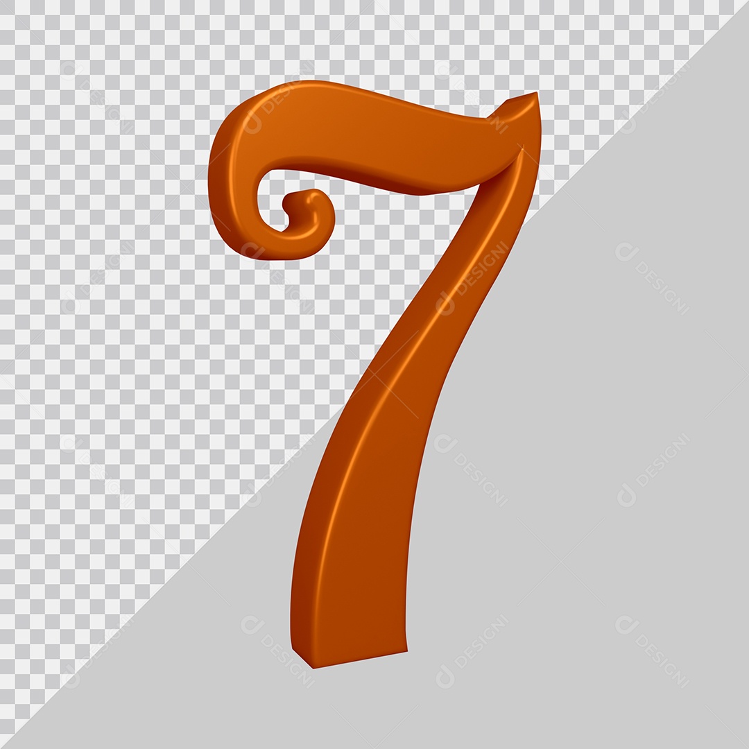 Elemento 3D Para Composição Número 7 Marrom PSD