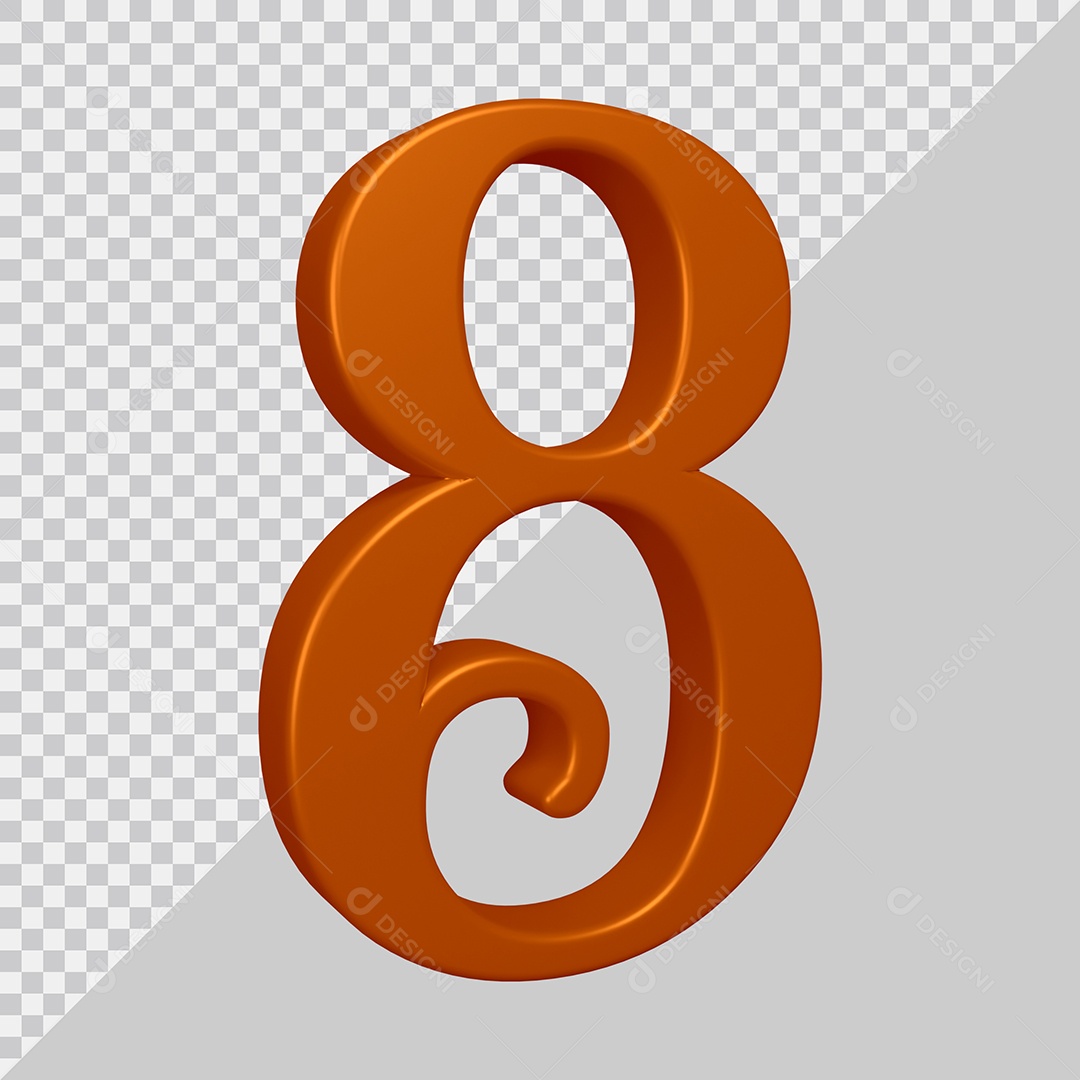 Elemento 3D Para Composição Número 8 Marrom PSD