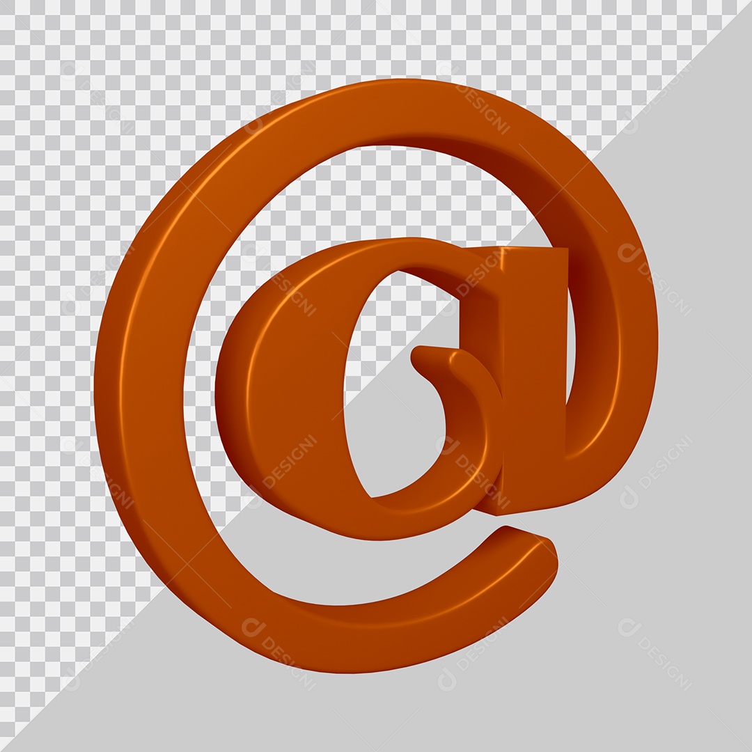 Elemento 3D Para Composição Símbolo Arroba Marrom PSD