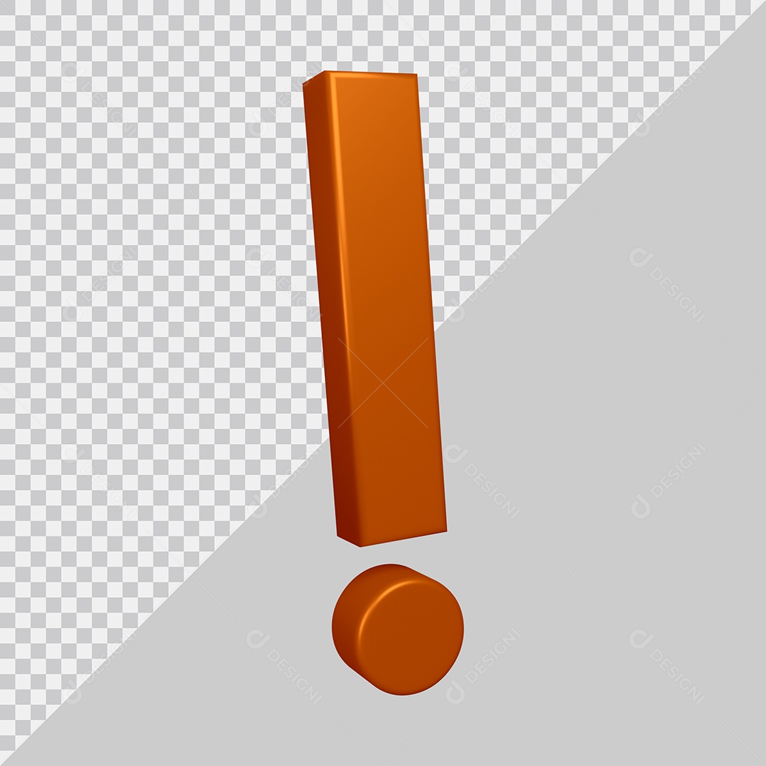 Elemento 3D Para Composição Símbolo de Ponto de Exclamação Marrom PSD