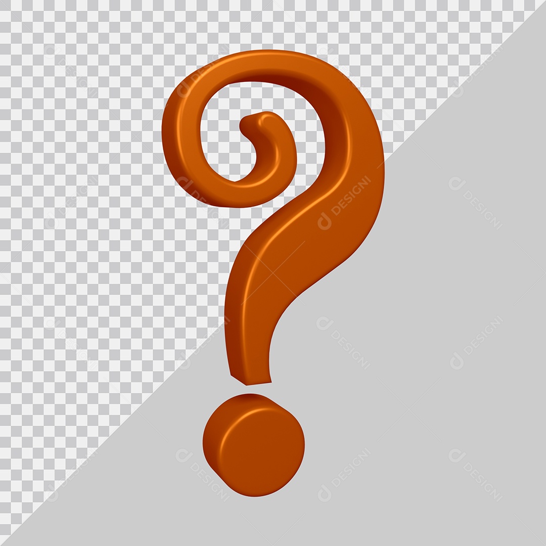 Elemento 3D Para Composição Símbolo de ponto de interrogação Marrom PSD