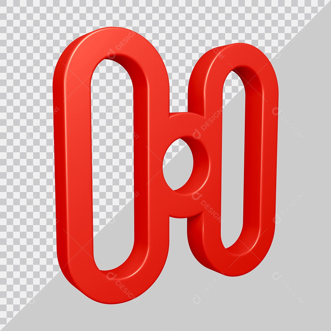 Elemento 3D Para Composição Letra H Vermelha PSD