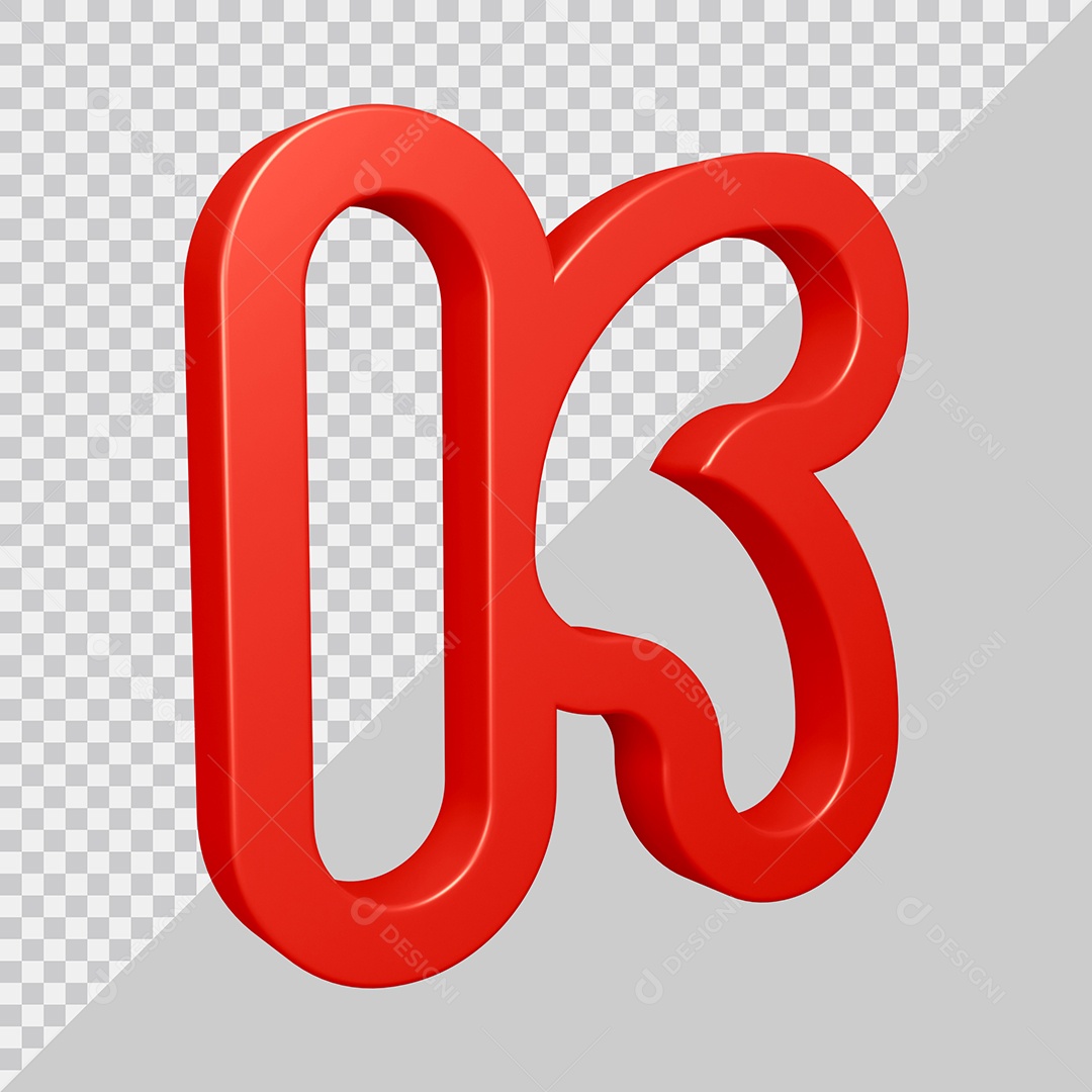 Elemento 3D Para Composição Letra K Vermelha PSD