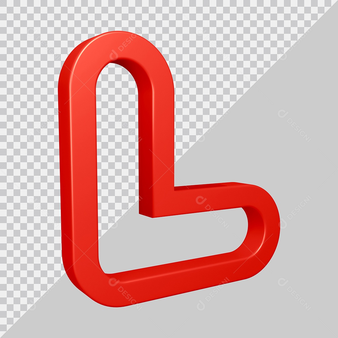 Elemento 3D Para Composição Letra L Vermelha PSD