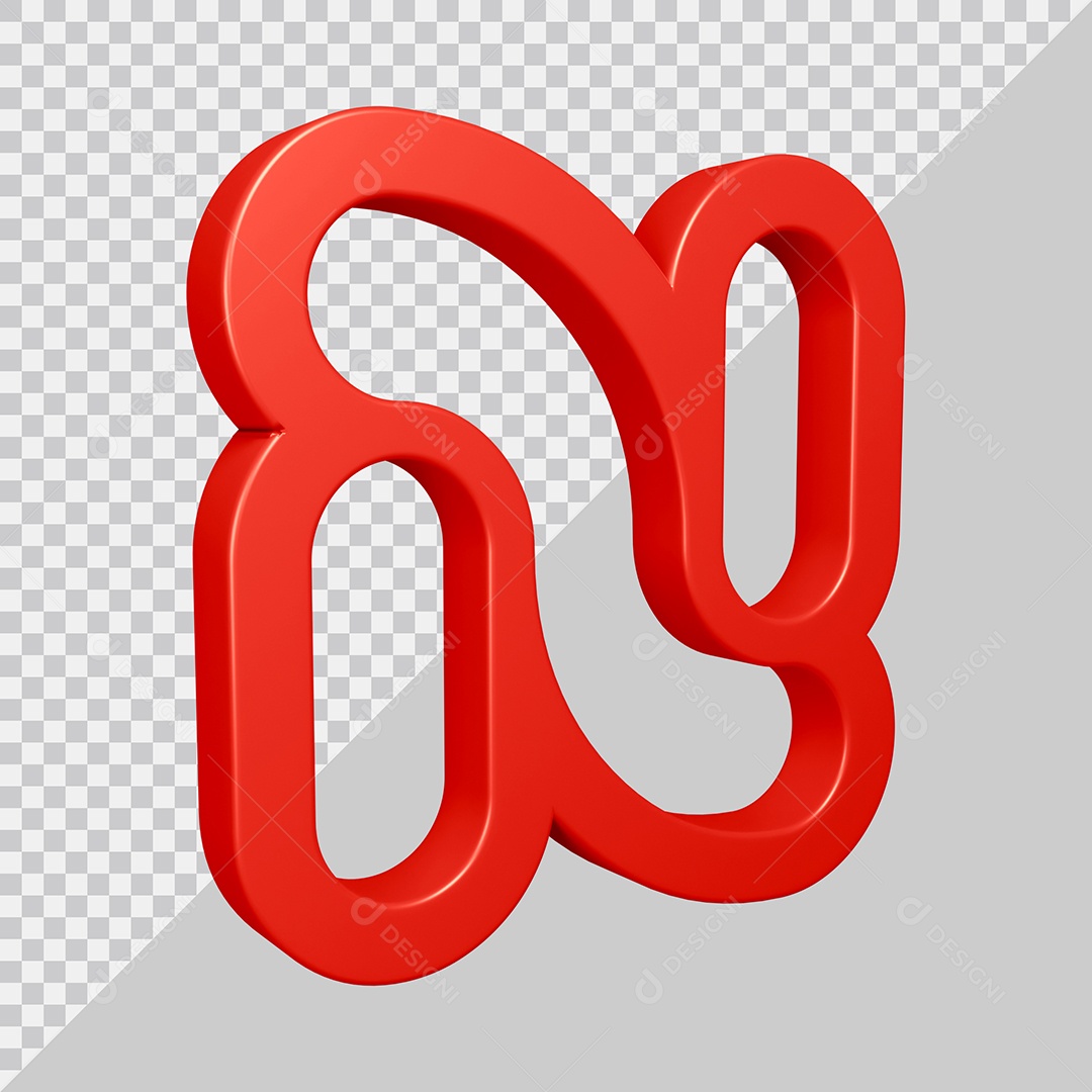 Elemento 3D Para Composição Letra N Vermelha PSD