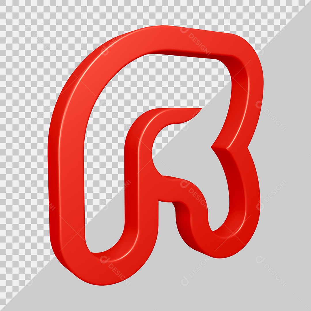 Elemento 3D Para Composição Letra R Vermelha PSD