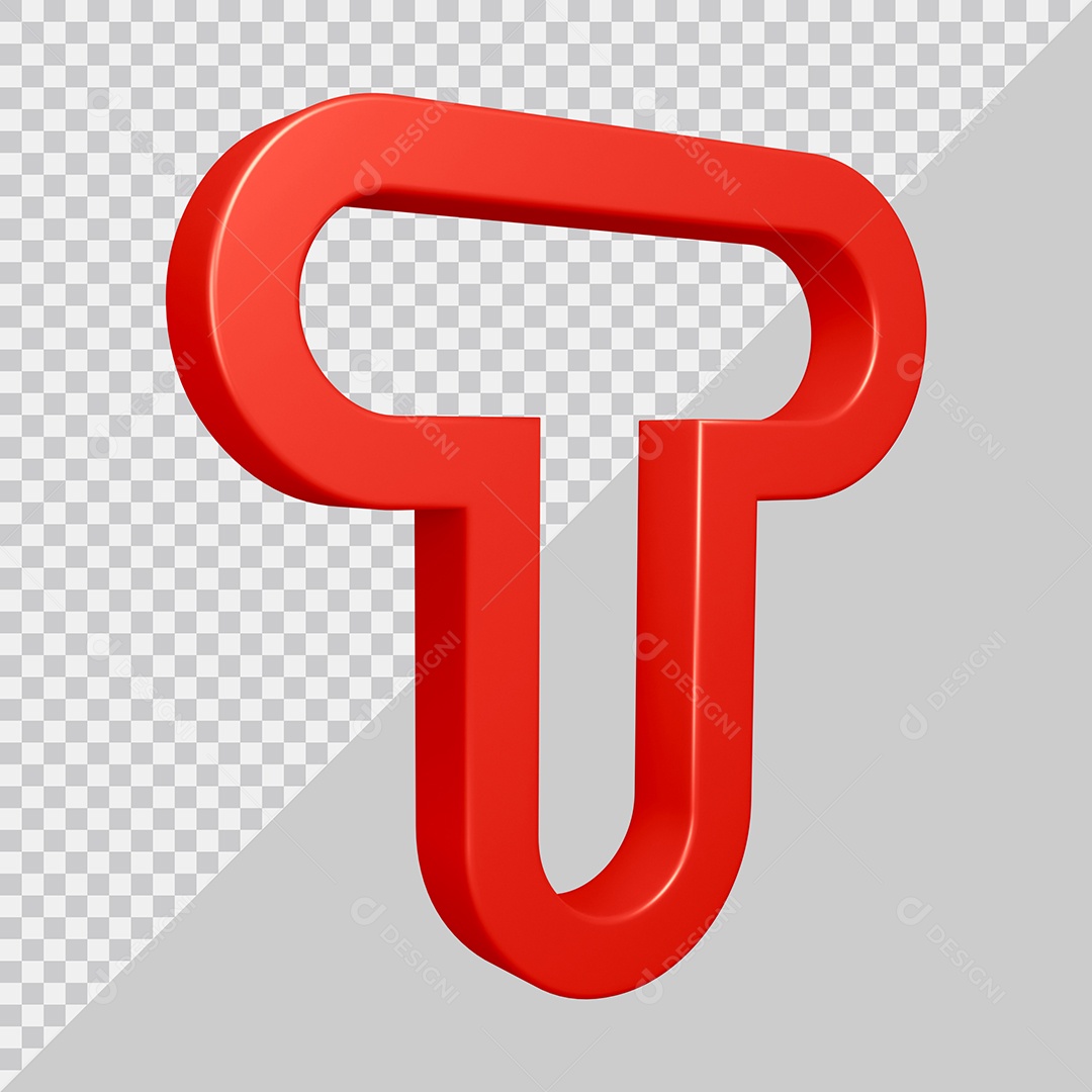 Elemento 3D Para Composição Letra T Vermelha PSD